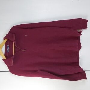 Polo Ralph Lauren  Mens Burgundy Wine Quarter Zip Green Pony Preppy Sz.M